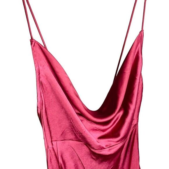 Lioness | Walk The Line Magenta Satin Cowl Neck Maxi Dress Size M | NWT - Picture 7 of 12